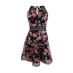 Black Floral Illusion Fit and Flare 20W